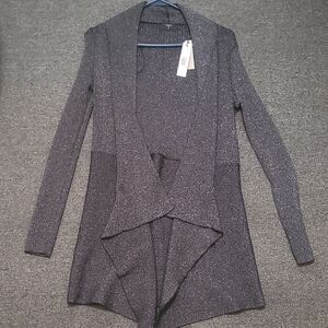 Tahari Charcoal Open-Front Cardigan